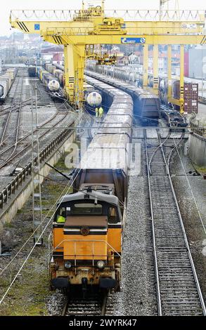 Trains de marchandises. Irun. Guipúzcoa (frontière hispano-française). Banque D'Images