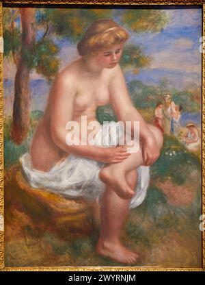 Baigneuse assise dans un paysage, 1895-1900, Pierre Auguste Renoir, Musée d'Art moderne, Troyes, région Champagne-Ardenne, département de l'aube, France, UE Banque D'Images