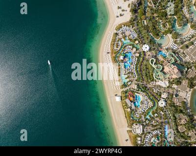 Vue aérienne de Palm Jumeirah, Dubaï, Émirats arabes Unis Banque D'Images