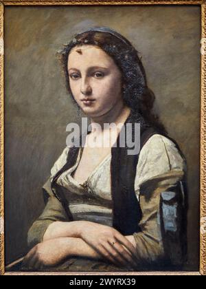 'La femme à la perle', 1868-1870, Camille Corot, 1796-1875, Musée du Louvre, Paris, France, Europe Banque D'Images