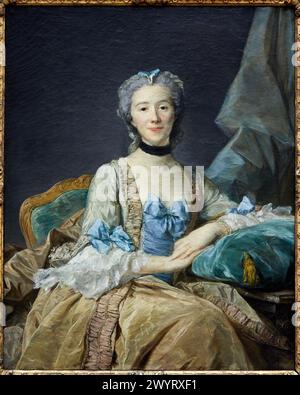 Portrait de madame de Sorquainville, épouse d'un conseiller au Parlement de Rouen, 1749, Jean-Baptiste Perronneau, musée du Louvre, Paris, France Banque D'Images