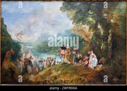 'Pèlerinage à l'île de Cythère', 1717, Jean-Antoine Watteau, musée du Louvre, Paris, France, Europe Banque D'Images