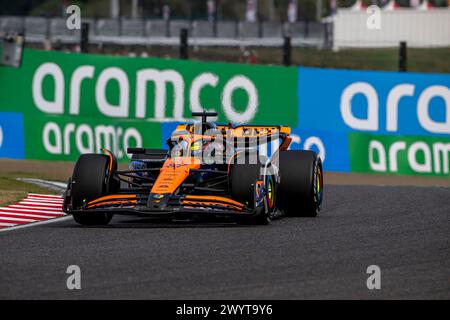 Suzuka, Japon, 07 avril, Oscar Piastri, de l'Australie, concourt pour McLaren F1. Jour de la course, manche 04 du championnat de formule 1 2024. Crédit : Michael Potts/Alamy Live News Banque D'Images
