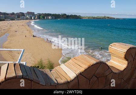 Playa del Sardinero. Vue depuis Jardines del Piquio. Bahia de Santander. Cantabrie. Espagne. Banque D'Images