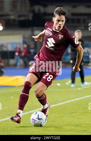 Empoli, Italie. 06 avril 2024. Samuele Ricci de Turin en action lors du match de football Serie A entre Empoli et Torino au stade Castellani à Empoli, centre de l'Italie - samedi 06 avril 2024. Sport - Soccer . (Photo de Marco Bucco/Lapresse) crédit : LaPresse/Alamy Live News Banque D'Images