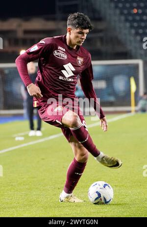 Empoli, Italie. 06 avril 2024. Raoul Bellanova de Torino en action lors du match de football Serie A entre Empoli et Torino au stade Castellani à Empoli, au centre de l'Italie - samedi 06 avril 2024. Sport - Soccer . (Photo de Marco Bucco/Lapresse) crédit : LaPresse/Alamy Live News Banque D'Images