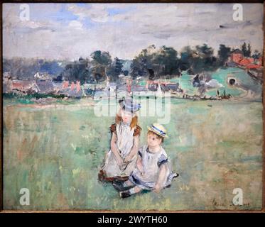 'Vue d'Angleterre' dit aussi 'enfants dans l'herbe en Angleterre', 1875, Berthe Morisot (1841-1895) Banque D'Images