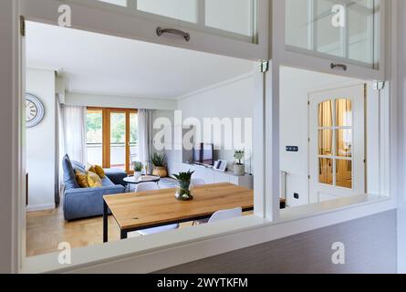 Salon, intérieur de la maison, décoration intérieure, Zumarraga, Gipuzkoa, pays Basque, Espagne, Europe. Banque D'Images