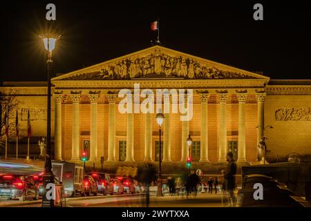 Paris, France - 17 février 2024 : vue de l'Assemblée nationale, l'Assemblée nationale du Parlement français à Paris Banque D'Images