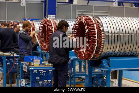 Fabrication d'éoliennes, Gipuzkoa, Euskadi, Espagne. Banque D'Images