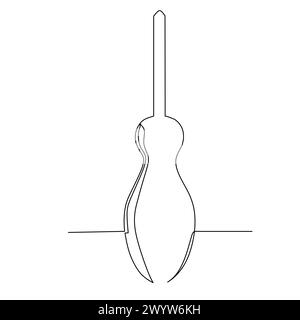 Tournevis dessin en trait continu. Petits outils de travail de menuiserie dans l'atelier et élément de conception de concept de rénovation de maison. Illustration de Vecteur