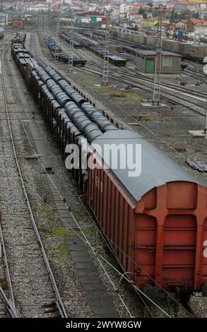 Trains de marchandises. Irun. Guipúzcoa (frontière hispano-française). Banque D'Images