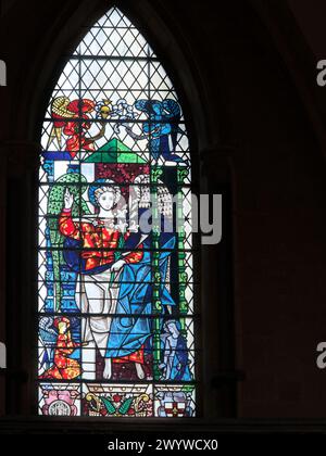 L'ange Gabriel, messager de Dieu, vitrail dans la cathédrale de Lincoln, Angleterre. Banque D'Images