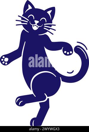 Chat Kitten animal animal Dancing Mascot Design icône Illustration de Vecteur