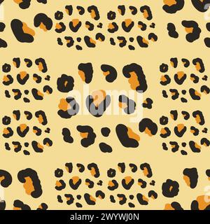 Fond de modèle sans couture léopard. Les taches de peau d'animal impriment un arrière-plan sans fin. Couverture de répétition de fourrure sauvage exotique. Décoration à boucles à pois stylisés. V Illustration de Vecteur