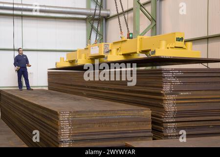 Poutres télescopiques électromagnétiques permanentes pour la manipulation de feuilles individuelles. Banque D'Images