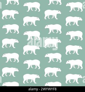 Modèle sans couture de vecteur d'ours polaire plat Illustration de Vecteur