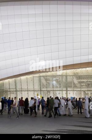 Match inaugural nocturne au stade. Al Janoub Stadium alias Al Wakrah Stadium, Doha, Qatar. Architecte : Zaha Hadid Architects, 2019. Banque D'Images