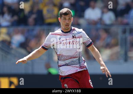 Frosinone, Latium, Italie. 7 avril 2024. Remo Freuler, contrôle le ballon pendant le match de football de Serie A SSC Frosinone Calcio- Bologna FC Stadio Stirpe le 7 avril 2024 à Frosinone, Italie. (Crédit image : © Ciro de Luca/ZUMA Press Wire) USAGE ÉDITORIAL SEULEMENT! Non destiné à UN USAGE commercial ! Banque D'Images