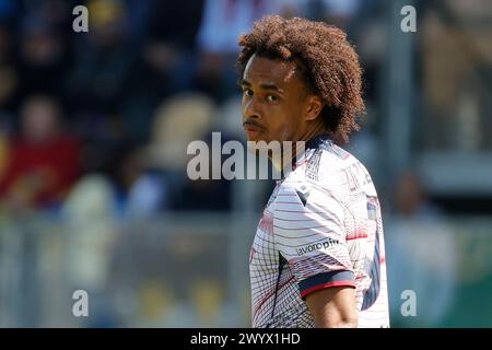 Frosinone, Latium, Italie. 7 avril 2024. Joshua Zirkzee de Bologne regarde pendant le match de Serie A SSC Frosinone Calcio- Bologna FC Stadio Stirpe le 7 avril 2024 à Frosinone, Italie. (Crédit image : © Ciro de Luca/ZUMA Press Wire) USAGE ÉDITORIAL SEULEMENT! Non destiné à UN USAGE commercial ! Banque D'Images