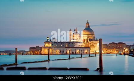 le célèbre salut santa maria della au coucher du soleil, venise Banque D'Images