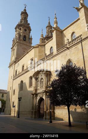 Cathédrale Santa Maria la Redonda, Calle Portales, Logroño, la Rioja, Espagne. Banque D'Images