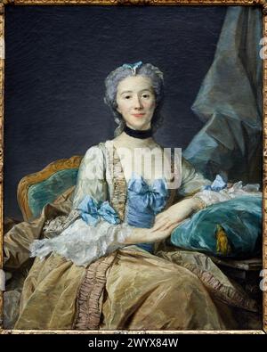 Portrait de madame de Sorquainville, épouse d'un conseiller au Parlement de Rouen, 1749, Jean-Baptiste Perronneau, musée du Louvre, Paris, France, Europe. Banque D'Images