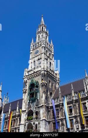 Nouvel hôtel de ville (alias Neues Rathaus a) à Marienplatz, Munich, Allemagne Banque D'Images