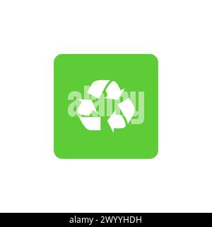 Symbole de recyclage icône de signe, fond d'étiquette, vert et blanc Illustration de Vecteur