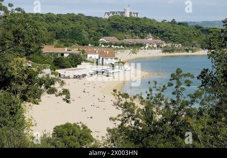 Playa de los Peligros et Playa de la Magdalena. Bahia de Santander. Cantabrie. Espagne. Banque D'Images