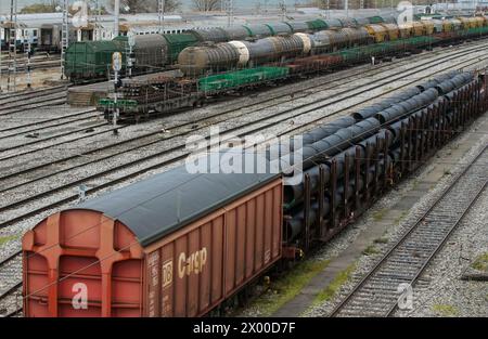 Trains de marchandises. Irun. Guipúzcoa (frontière hispano-française). Banque D'Images