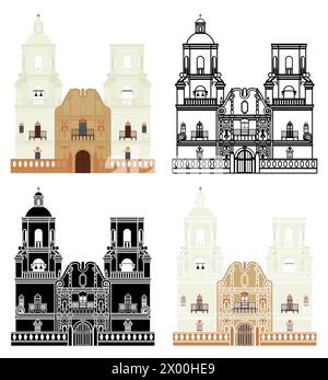 Mission San Xavier del bac, États-Unis Illustration de Vecteur