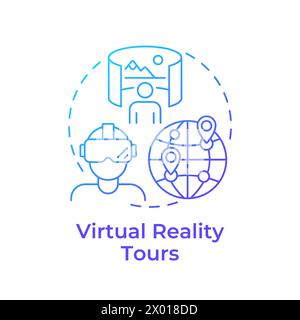 Icône de concept de dégradé bleu de visites de réalité virtuelle Illustration de Vecteur