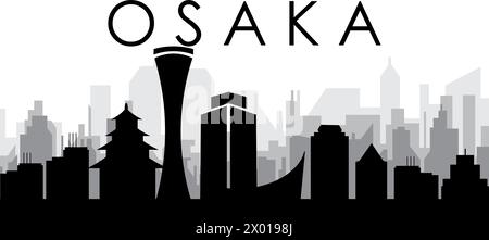 Panorama urbain d'OSAKA, JAPON Illustration de Vecteur