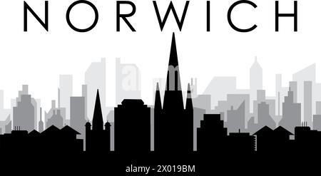Panorama urbain de NORWICH, ROYAUME-UNI Illustration de Vecteur