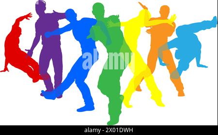 Danseurs Silhouette Street Dance pose silhouettes Illustration de Vecteur