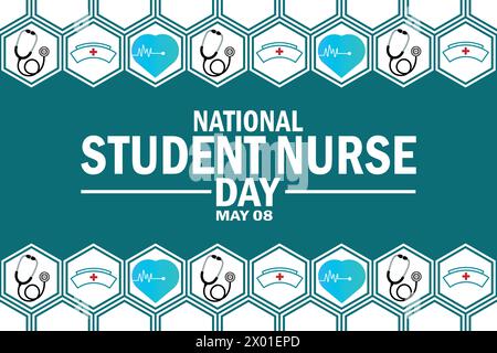 Illustration vectorielle de la Journée nationale des infirmières étudiantes. Mai 08. Concept de vacances. Modèle pour fond, bannière, carte, affiche avec inscription de texte. Illustration de Vecteur