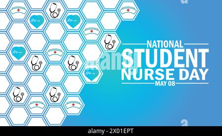 Journée nationale des infirmières étudiantes. Mai 08. Illustration vectorielle. Convient pour carte de vœux, affiche et bannière Illustration de Vecteur