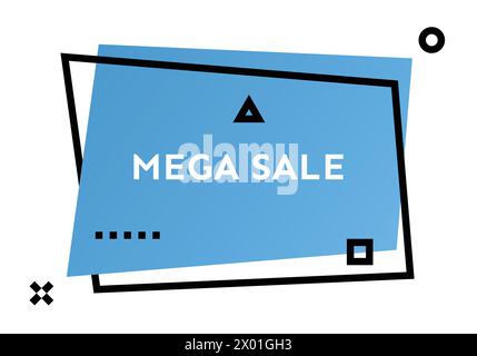 Bannière tendance géométrique Mega sale bleue. Forme de dégradé moderne avec texte de promotion. Illustration vectorielle. Illustration de Vecteur