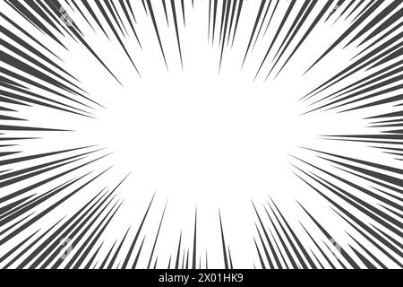 Effet des lignes de vitesse. Illustration de manga vectoriel et de bande dessinée isolée sur fond blanc. Explosion radiale rayée abstraite du mouvement. Anime action Illustration de Vecteur