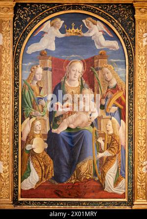 'Vierge à l'enfant, avec sainte Dorothée, Sainte Catherine et deux anges musiciens', vers 1500, Anonyme, Lombardie, petit Palais Musée des Beaux Arts Banque D'Images