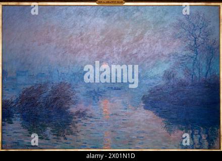 'Soleil couchant sur la Seine à Lavacourt, effet d'hiver', 1880, Claude Monet, petit Palais Musée des Beaux Arts de la ville de Paris, France, Europe Banque D'Images