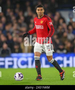 Londres, Royaume-Uni. 04th Apr, 2024 - Chelsea v Manchester United - premier League - Stamford Bridge. Casimero en action contre Chelsea. Crédit photo : Mark pain/Alamy Live News Banque D'Images