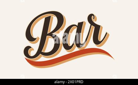 Bar signe vintage sur un fond blanc, illustration vectorielle. Illustration de Vecteur