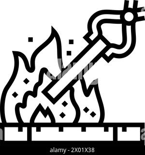 illustration vectorielle d'icône de ligne de forgeron de traitement thermique Illustration de Vecteur