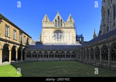 The Lincoln Cathedral Cloisters, comté de Lincolnshire, Angleterre, Royaume-Uni Banque D'Images