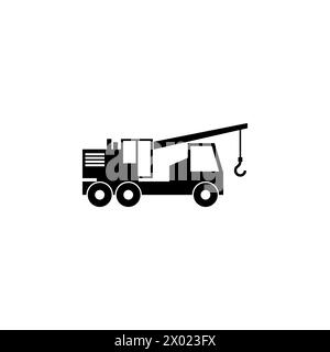 Icône de vecteur plat de camion de grue. Symbole solide simple isolé sur fond blanc Illustration de Vecteur