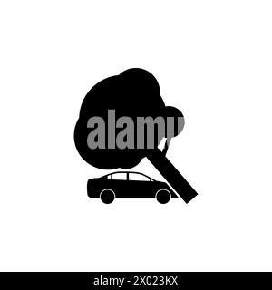 L'arbre d'accident de la circulation est tombé l'icône de vecteur plat de voiture. Symbole solide simple isolé sur fond blanc Illustration de Vecteur