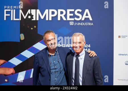 Rome, Italie, 9 avril 2024 - Giampaolo Letta avec Mario Sesti, assiste à la première journée du Festival film Impresa à Casa del Cinema Villa Borghese. Crédits : Luigi de Pompeis/Alamy Live News Banque D'Images