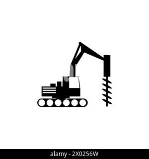 Icône de vecteur plat Truck Drilling. Symbole solide simple isolé sur fond blanc Illustration de Vecteur